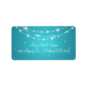 Elegant Wedding Address Sparkling Chain Blue Label