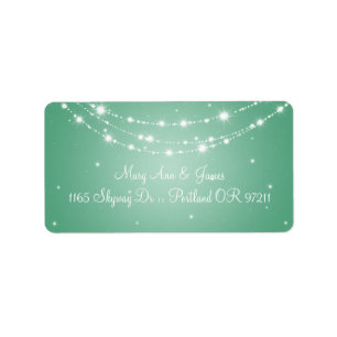 Elegant Wedding Address Sparkling Chain Mint Green Label