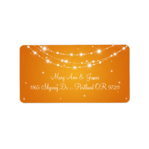 Elegant Wedding Address Sparkling Chain Orange Label