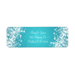 Elegant Wedding Address Sparkling Wave Blue