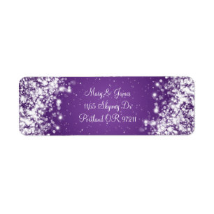 Elegant Wedding Address Sparkling Wave Purple