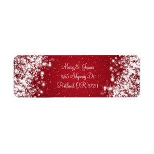 Elegant Wedding Address Sparkling Wave Red