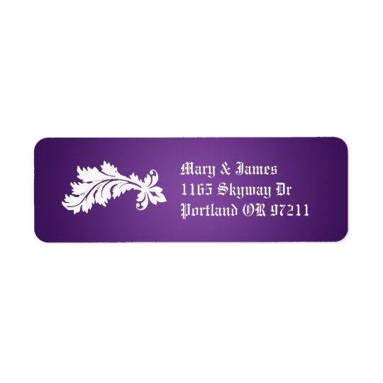 Elegant Wedding Address Vintage Ornament Purple Return Address Label