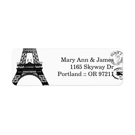 Elegant Wedding Address Vintage Paris Postcard Return Address Label