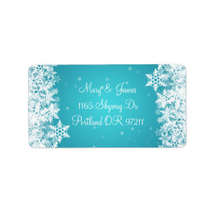 Elegant Wedding Address Winter Snowflakes Blue Label