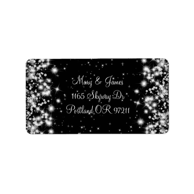 Elegant Wedding Address Winter Sparkle Black Label (Front)