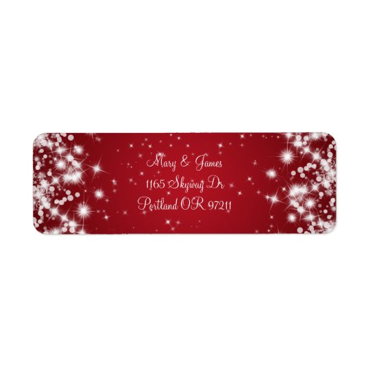 Elegant Wedding Address Winter Sparkle Red Return Address Label