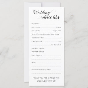 Elegant Wedding Advice Cards Funny