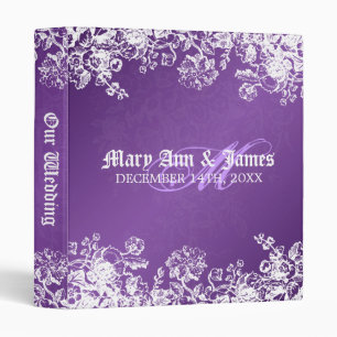 Elegant Wedding Album Victorian Flourish Purple Binder