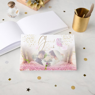 elegant wedding and commitment to flowers and brig guest book