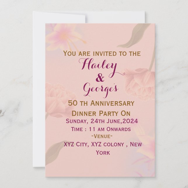 Elegant Wedding Anniversary Invitation (Front)