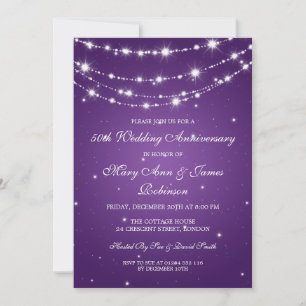 Elegant Wedding Anniversary Sparkling Chain Purple Invitation