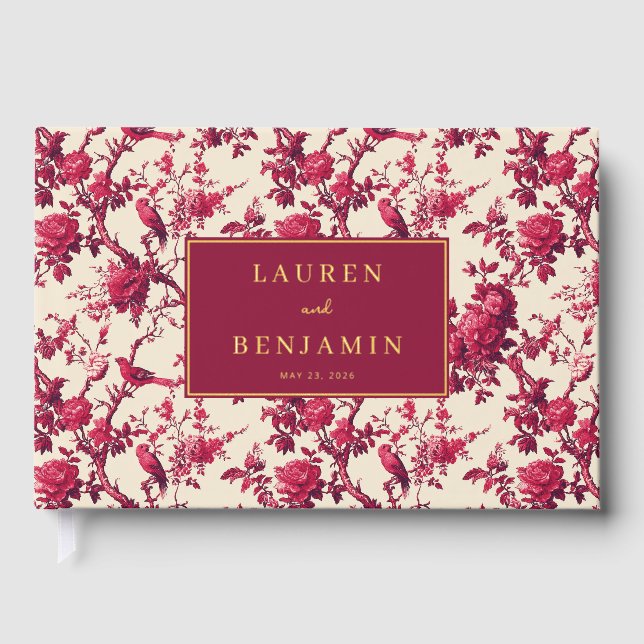 Elegant Wedding Announcement Card Guest Book (Front)