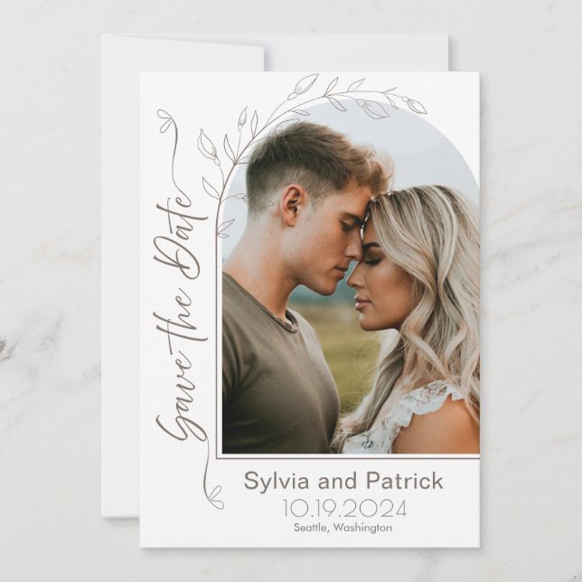 Elegant Wedding Announcement Save the Date Card (Front)