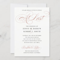 Elegant Wedding At Last Rose Gold Calligraphy
