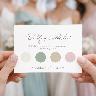 Elegant Wedding Attire Card with Color Palette