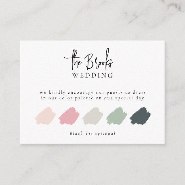 Elegant Wedding Attire Dress Code Insert Cards (Front)