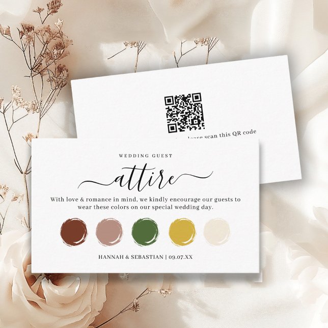 Elegant Wedding Attire Palette QR Code Enclosure Card (Creator Uploaded)
