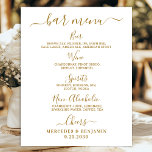 Elegant Wedding Bar Gold Personalized Drink Menu  Poster<br><div class="desc">Bar Menu ! Simple yet elegant calligraphy, this wedding drink bar sign features four drinks 'Beer', 'Wine', 'Spirits' and 'Non-Alcoholic', personalized with your drinks of choice. Customize this elegant wedding sign with your names and wedding bar drink menu! COPYRIGHT © 2020 Judy Burrows, Black Dog Art - All Rights Reserved....</div>