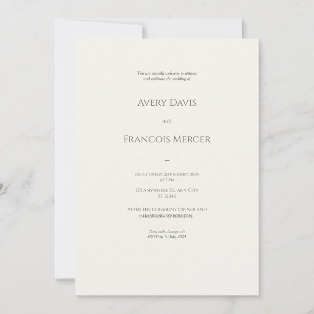 Elegant Wedding Beige Colour Invitations  (Front)