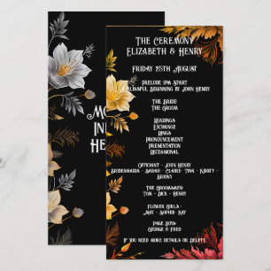 Elegant Wedding Black and Gold Floral Invitations