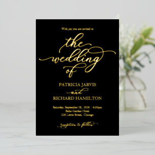 Elegant Wedding Black Gold Calligraphy