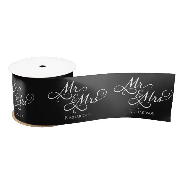 Elegant Wedding Black Satin Ribbon (Spool)