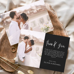 Elegant Wedding Black White Thank You Photo Invitation