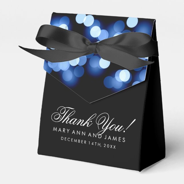Elegant Wedding Blue Hollywood Glam Favor Box (Front Side)
