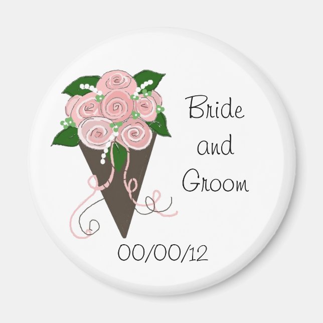 Elegant Wedding Bouquet Save the Date Magnet (Front)
