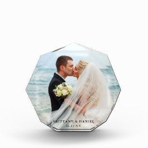 Elegant Wedding Bride and Groom Octagonal Photo Block