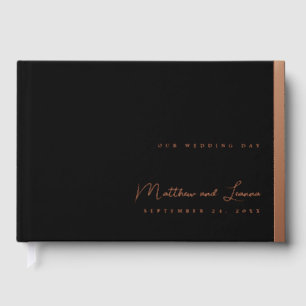 Elegant Wedding Bride and Groom Script Foiled Edge Guest Book