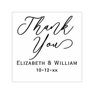 Elegant Wedding Bride Groom Date Thank You #1 Self-inking Stamp