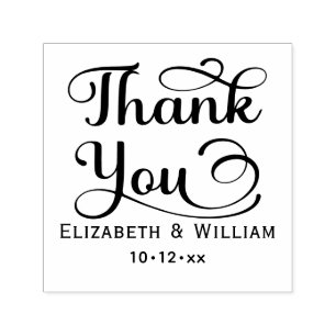 Elegant Wedding Bride Groom Date Thank You #3 Self-inking Stamp