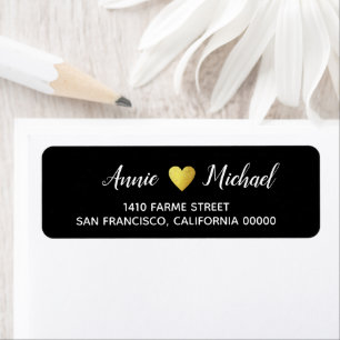 Elegant wedding bride groom return address black