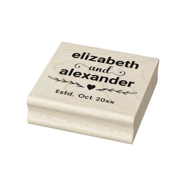 Elegant Wedding Bride Groom Typography Monogram Rubber Stamp (Stamp)