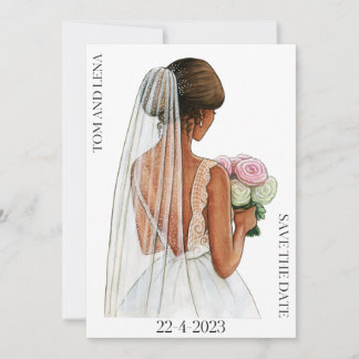 Elegant wedding bride save the date invitation