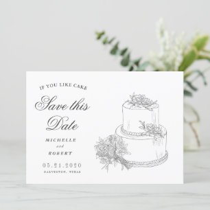 Elegant Wedding Cake Photo Save The Date Invitation