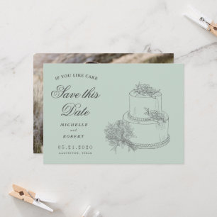Elegant Wedding Cake Photo Save The Date Invitation