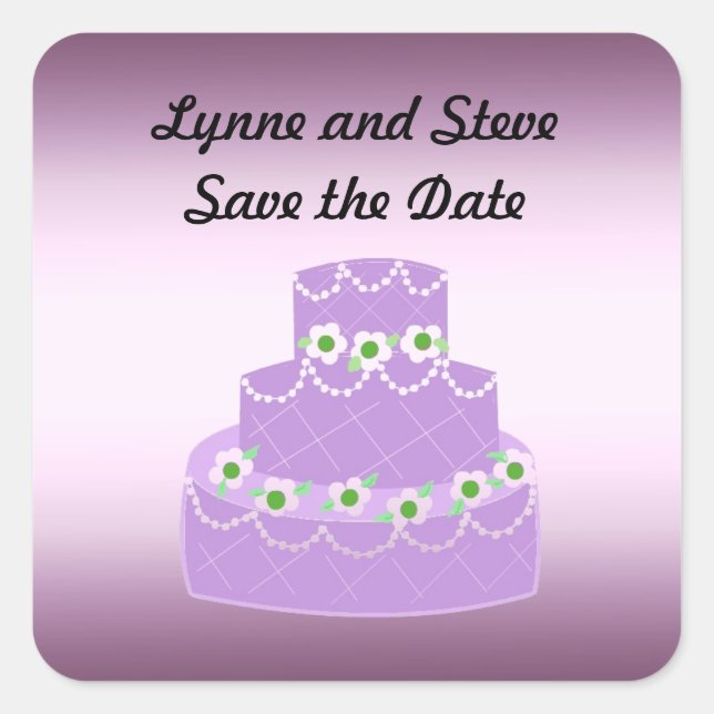 Elegant Wedding Cake Save the Date Square Sticker (Front)