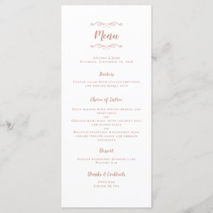 Elegant Wedding Calligraphy Rose Gold Dinner Party Menu