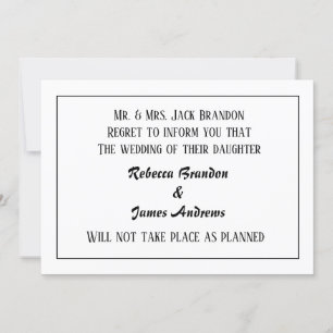 Elegant Wedding Cancellation Announcement Card