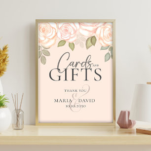 Elegant Wedding Cards and Gifts Sign Coral Peach