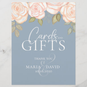 Elegant Wedding Cards and Gifts Sign Dusty Blue
