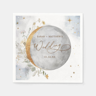 Elegant Wedding Celestial Moon and Stars Napkins