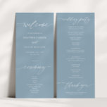 Elegant Wedding Ceremony Dusty Blue  Program<br><div class="desc">Elegant Dusty Blue Wedding Ceremony Program</div>