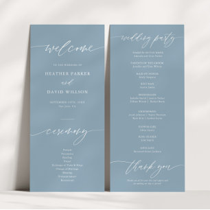 Elegant Wedding Ceremony Dusty Blue Program