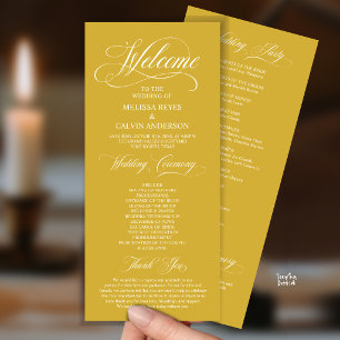 Elegant Wedding Ceremony Order, Antique Gold Program