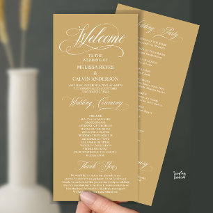 Elegant Wedding Ceremony Order, Champagne Gold Program