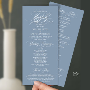 Elegant Wedding Ceremony Order, Classy Dusty Blue Program